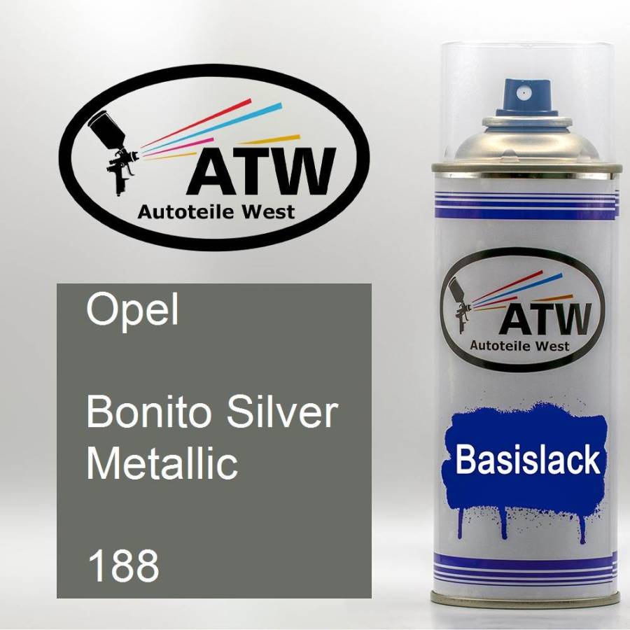 Opel, Bonito Silver Metallic, 188: 400ml Sprühdose, von ATW Autoteile West.